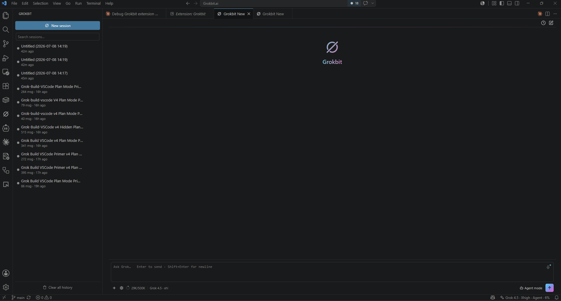 Activity-bar launcher with multiple sessions and status dots